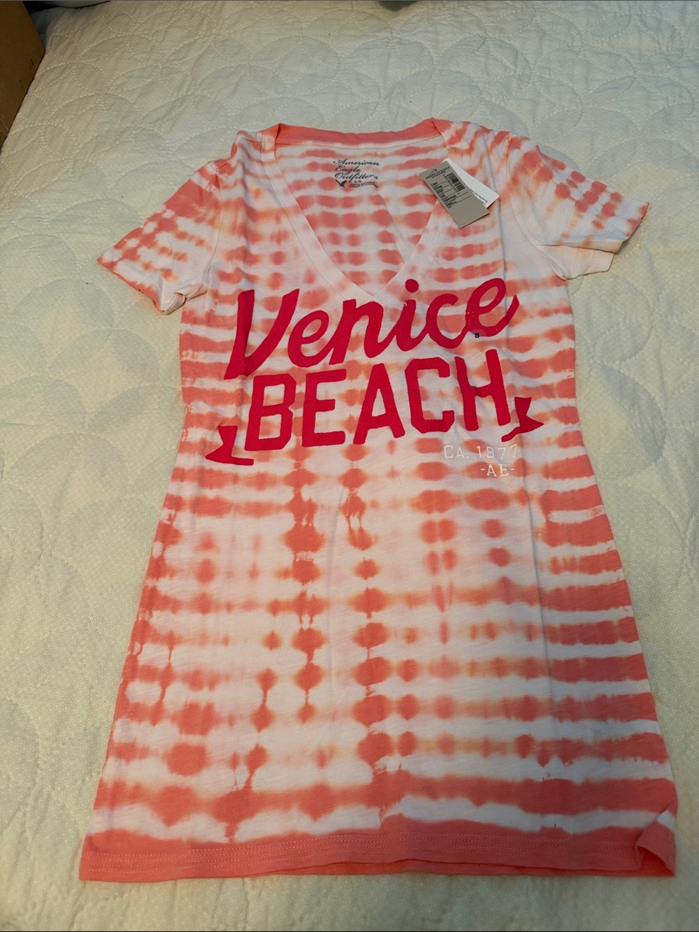 American Eagle Outfitters Coral and White Tie-Dye 'Venice Beach' Kids Dress